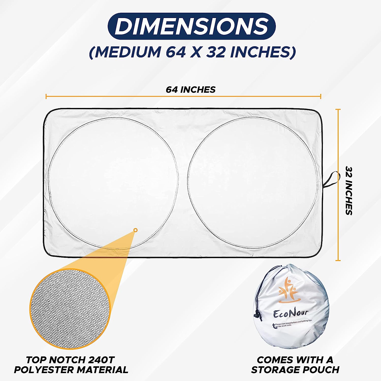 EcoNour Car Windshield Sun Shade, Reflector - Image 3